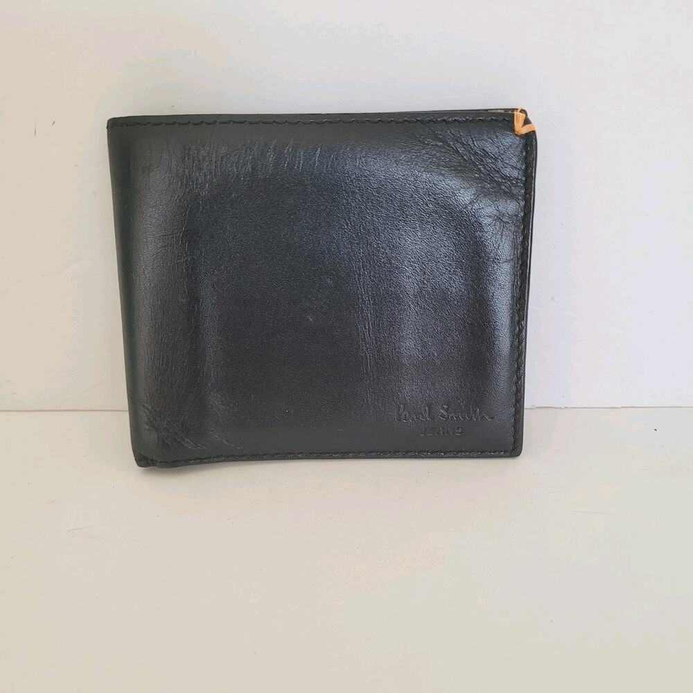 Paul Smith Jeans Unisex Leather Black Wallet Credit‎ Card ID Holder Bifold Logo